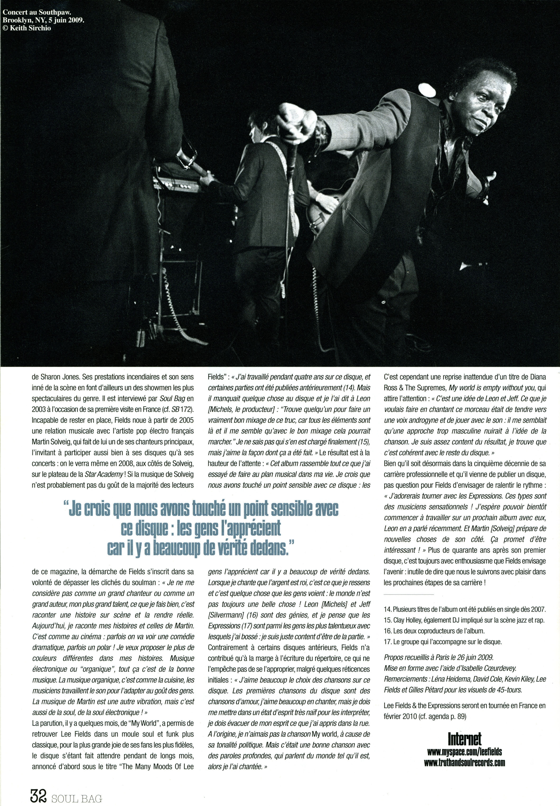 Soul Bag, French Music Magazine featuring Lee Fields
